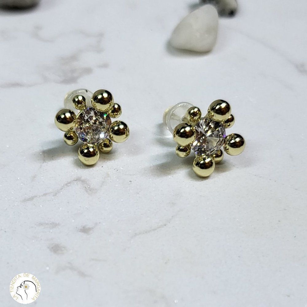 925 silver gold plated zirconia studs